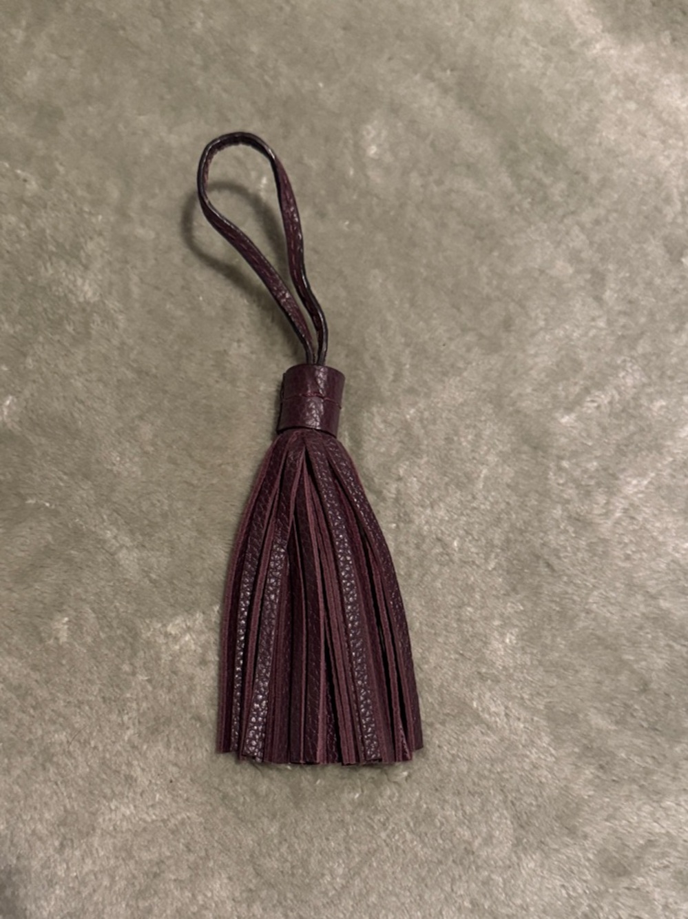 Fossil Plum Leather Tassel Bag Charm